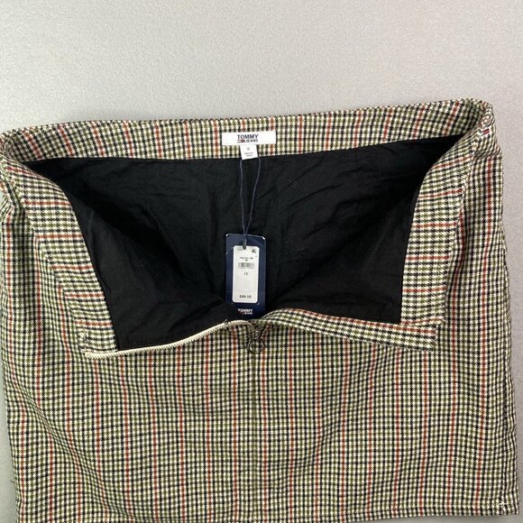 Tommy Hilfiger Mini Skirt Womens Size 12 Brown Red Checkered Sexy Cute Party NWT - Picture 3 of 14
